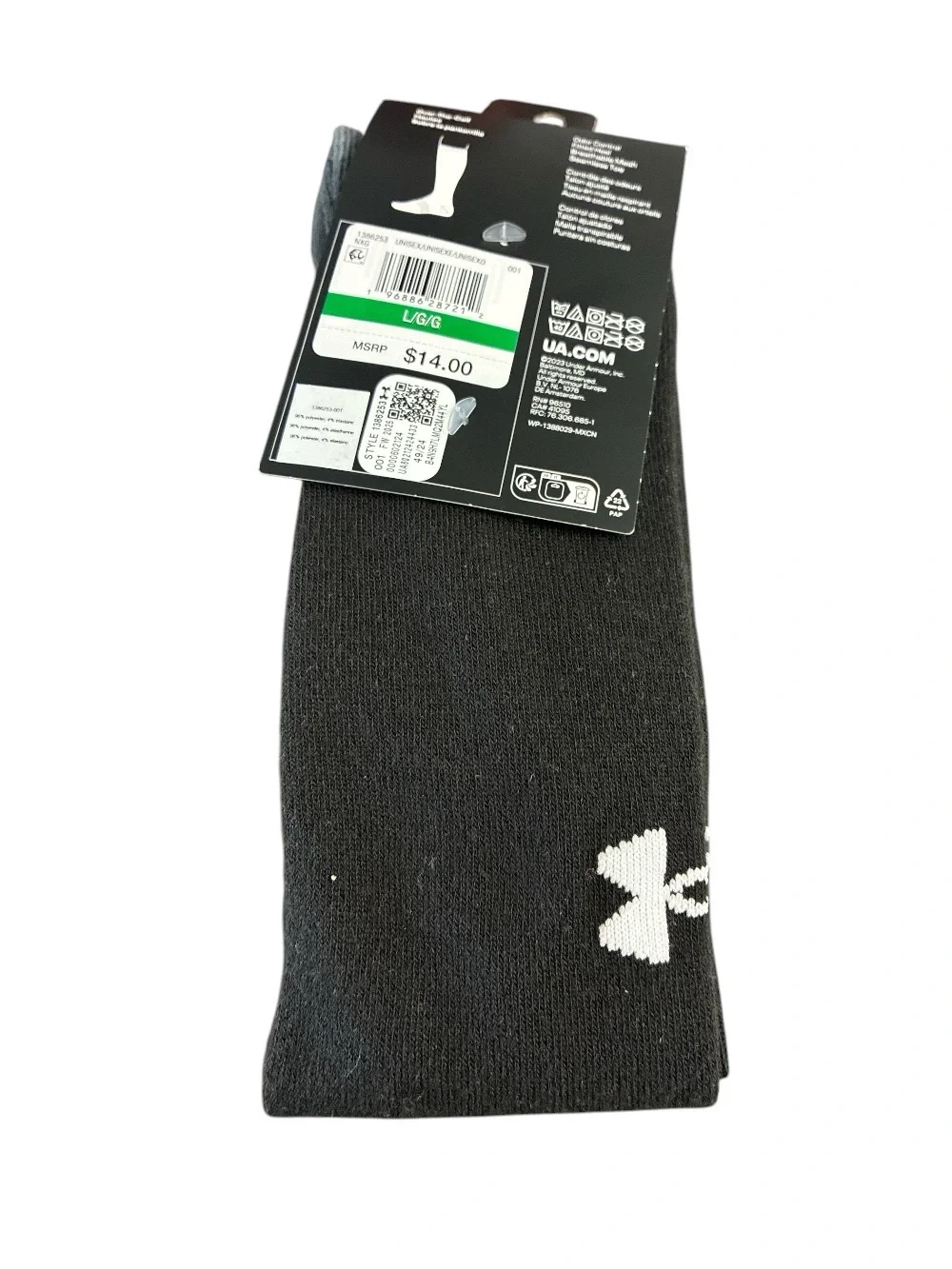 Under Armour Unisex Team Over the Calf Socks,Black/Pitch Gray/White, Large